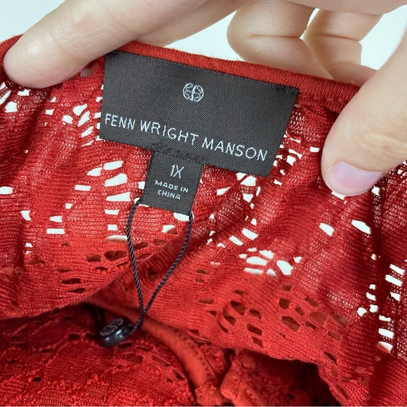 Fenn Wright Manson Red Lace Long Sleeve Blouse Top New Women Size 1X - Picture 2 of 8